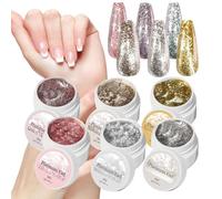 Smalto per unghie cromato platino glitterato, 6 smalti gel glitterati per, decorazione per manicure brillante e casa, viaggi, eventi