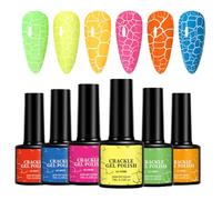 Smalto Per Unghie Gel Crackle - Assortimento Di Pigmenti Luminosi, Design Artistico Della, Formula Di Applicazione A Polimerizzazione Rapida | Insieme Decorativo Per Il Miglioramento Della Punta