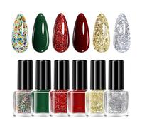 Smalto per unghie in gel di Natale - kit di smalto gel per Natale | 6 forniture colorate Colori secchi veloci, gioco per chiodi per feste natalizie, manicure, s