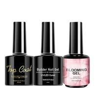 Smalto per unghie in gel, set di smalto per unghie | 3x Top Coat Coat Women Women Nail Blooming Gel,Incontri Inizio salone effetto manicure accessorio raccolta