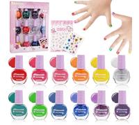 Smalto Per Unghie Per Bambini Ragazza 12 Colori Non Tossico Per Bambini Smalto Per Unghie Acqua Quick Dry Peel-off con 2 Adesivi Smalto Per Unghie Per Bambini Kit Giocattoli per Ragazze 3 Anni