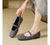 Smalto piatto casual e versatile da ufficio con punta quadrata e motivo alla moda, design Mary Jane di alta qualità, adatto per uso esterno, con fodera termica per la primavera e l'autunno CN34,CN35,C