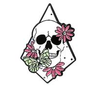 Smalto Pin rosa fiore teschio distintivo borsa camicia pin fibbia gioielli, Klein, Metallo non prezioso