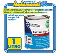 Smalto Satinato Sigma Contour Aqua-Pu Gloss Bianco Interno Esterno LT. 1