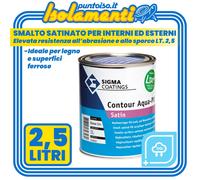 Smalto Satinato Sigma Contour Aqua-Pu Satin Bianco Interno Esterno LT. 2,5
