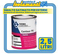Smalto Satinato Sigma Contour Pu Satin Bianco Esterno per Legno Acciaio LT. 2,5