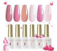 Smalto Semipermanente ROSALIND Unghie Rosa Chiaro Marrone Glitter 6 Colori UV LED Soak Off Gel Unghie Smalti Semipermanenti Valentino