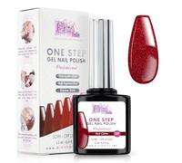 Smalto Semipermanente Unghie One Step Uv/Led 10 ml - Rosso Glitter - Smalto Unghie Gel - Unghie Subito Brillanti Con o Senza Base e Top Coat