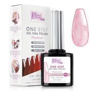 Smalto Semipermanente Unghie One Step Uv/Led 12 ml - Rosa Glitter Trasparente - Smalto Unghie Gel - Unghie Subito Brillanti Con o Senza Base e Top Coat