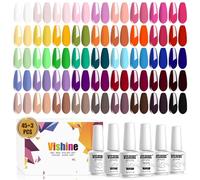 Smalto semipermanente Vishine 48 pezzi - 45colori popolari rosa rosso giallo con Base Top Coat & Matte Top Coat i a variazione di Smalto per unghie Soak Off Nail Art