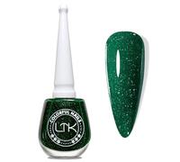 Smalto verde natalizio, 13 ml, lucido, ad asciugatura rapida e a lunga durata, non tossico, effetto naturale lucido, lucidante per unghie, senza lampada UV con finitura cremosa (verde glitterato)