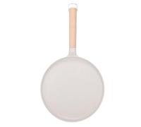 Smandy Bistecchiera Antiaderente, Padella per Pancake Piatta Rotonda in Lega di Alluminio Rivestita con Manico in Legno per Crepe di Pancake Indiano Tortilla Roti (Beige)