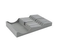 Smandy Blocco Coltelli con 16 Slot nel Cassetto, Design a Doppio Strato e Drenaggio Inferiore, Organizer per Posate Facile da Scegliere con Pietra per Affilare per la cucinare (GRAY)