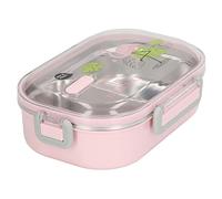 Smandy Box in Acciaio Inossidabile 304 con Scomparto per il Pranzo, Isolamento Termico a Prova di Perdite per Bambini, Studenti, Ufficio, Design Salvaspazio, Stile Giapponese, (rosa trasparente)