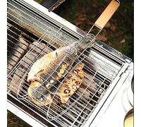 Smandy Cestello per Grigliare Il Pesce, Cestello per Barbecue Antiaderente in Acciaio Inossidabile, Manico Ergonomico, Portatile per Cucinare all'aperto