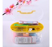 Smandy Kit da Cucito da 10 Pezzi, Scatola di Plastica con 7 Colori di Filo, Accessori Essenziali per il Fai da Te e l'artigianato Domestico, Perfetto per e Appassionati di Cucito (YELLOW)