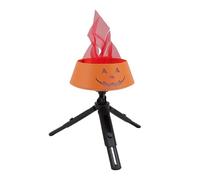 Smandy Lampada di di Zucca, Effetto di Fuoco Setoso, Luce a LED Ricaricabile con Supporto in Altezza Regolabile per Arredamento di Halloween Esterno Interno