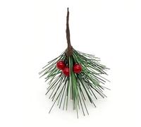 Smandy Mini Steli di Pino da 50 Pezzi, Rametti di Bacche Rosse, Steli di Aghi di Pino Artificiali da 10 X 5,5 Cm per Ghirlande, Decorazioni per la Tavola delle Feste, Decorazioni per Scatole Regalo,