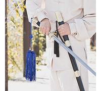 Smandy Nappa con Spada Taiji, Materiale in Seta di Ghiaccio, Elegante Accessorio Portachiavi per gli Amanti del Kung Fu, Design Corto per Uso Personale (Pugnale blu reale)