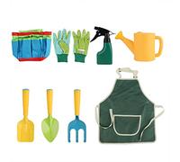 Smandy Set Attrezzi da Giardino per Bambini, Kit da Giardinaggio da 8 Pezzi con Teste in Metallo E Manici in PP, Borsa Tote con Spruzzatore Grembiule, Giochi da Esterno per Bambini per Giochi in