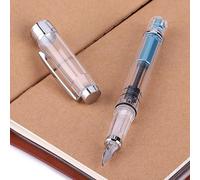 Smandy Set di 4 Penne Stilografiche Trasparenti da 0,5 Mm, con Corpo in Acciaio Inossidabile e Plastica, Punta Fine Scrittura e Impugnatura Antiscivolo, Ideali per Ufficio, Casa,