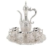 Smandy Set di Bicchieri da Vino in Lega, Tazza di caffè in Metallo Vintage, Elegante Imbarcazione in Rilievo per il Matrimonio da Tea Party (argento+bianco)