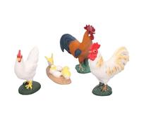 Smandy Set di Sculture di Pollo da 4 Pezzi, Figurine di Pollo Simulato in Plastica Morbida per la Decorazione del Giardino Domestico e della Fattoria
