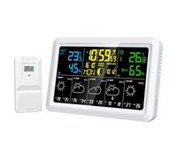Smandy Stazione Meteorologica Wireless, Orologio Atomico Domestico con Sensore Remoto e Ampio Display a Colori, Termometro Igrometro per Interni Ed Esterni per Uso Domestico (Spina europea)