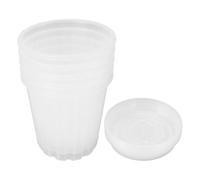 Smandy Vaso per Orchidee, Fioriera in Plastica Resistente Alle Intemperie con Fori e Sottovasi, Ideale per Uso Interno Ed Esterno per Tutti i di Piante (Piattini Trasparenti Medi NF140 e 140)