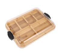 Smandy Vassoio per Salumi con Scomparti Tagliere in Legno di bambù Coperchio Trasparente con Chiusura a 6 Sezioni per Snack a Base di Formaggio e Frutta