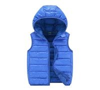 Smanicato Bambini Unisex Piumino Senza Maniche Gilet con Cappuccio Bambini Giubbotto Primaverile Invernale Bambino Piumino Leggero con Cappuccio Bambina Giacche e Cappotti per (Blue, 10-12 Years)