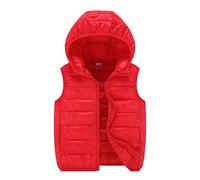 Smanicato Bambini Unisex Piumino Senza Maniche Gilet con Cappuccio Bambini Giubbotto Primaverile Invernale Bambino Piumino Leggero con Cappuccio Bambina Giacche e Cappotti per Bambini (Red, 5-6 Years)