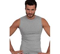 Smanicato da uomo in cotone elasticizzato senza maniche a girocollo (L, Grigio)