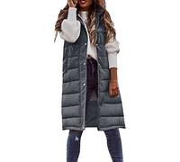 Smanicato Gilet da Lavoro Donna Lunga Caldo Imbottito Trapuntato Piumino Smanicato con Cappuccio con Tasche Casual Lavoro Cappotto Caldo Imbottito Invernale
