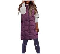Smanicato Gilet da Lavoro Donna Lunga Caldo Imbottito Trapuntato Piumino Smanicato con Cappuccio con Tasche Casual Lavoro Cappotto Caldo Imbottito Invernale