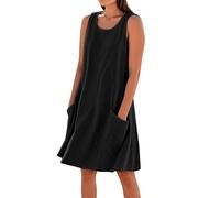 Smanicato Sundress Dresses for Women Modelli Estate Vestiti Donna Lunghi Leggero Casa Vero Abito Lungo Estivo Curvy Vestito Sexy Offerta Lampo di Oggi Nero L