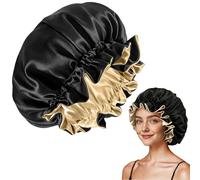 Smaoqingji Cuffia Seta Capelli Riutilizzabile Shower cap - 1 Pezzo, Nero, Cappello da Notte per Donna, Adatto Essere Indossato Mentre Dorme, fa Il Bagno, ci Trucca o Svolgono Faccende Domestiche