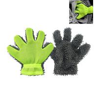 Smaoqingji Guanto Cinque Dita Pulizia Auto - 2 Pezzi, Verde Fluorescente, Guanti Autolavaggio Doppia Faccia, Adatto per la Pulizia di Auto, Biciclette, Motociclette, Finestre, Pavimenti, ecc