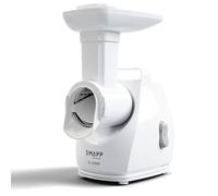 SMAPP 490.81 tritacarne elettrico - 2200 W di potenza, 3 dischi forati in acciaio inox (2,7 mm, 4 mm, 8 mm), salsiccia, grattugia per verdure, silenzioso e compatto, piedini antiscivolo