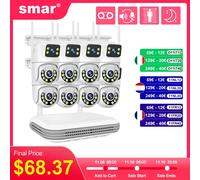 Smar 6MP Telecamere IP a doppio obiettivo Sistema CCTV wireless 8CH NVR Audio bidirezionale PTZ esterno Telecamera di sicurezza WIFI Kit di videosorveglianza