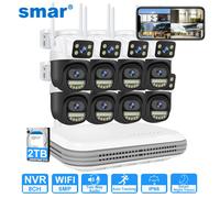 Smar 8CH 6MP Telecamera PTZ wireless Doppia lente Kit di sicurezza WIFI Set registratore NVR Telecamera IP Sistema di videosorveglianza audio bidirezionale