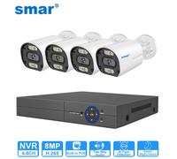 Smar 8MP POE Camera 8CH NVR Kit 4K HD AI Face Detection Esterno Impermeabile H.265 Onvif P2P Sorveglianza di Sicurezza APP Xmeye CCTV 4CH NVR with 2xCam