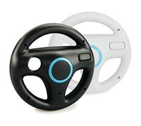 smardy 2x Volante da Corsa Bianco e Nero Racing Wheel Compatibile con Nintendo Wii Telecomando Controller per Mario Kart Game, Giochi di Guida