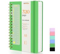 Smarpau Spiral - Taccuino formato A5, con copertina rigida in PVC, 320 pagine e carta premium da 100 g/mq, il blocco note è adatto per scrivere e annotare, 14,5 x 21 cm, verde frutta