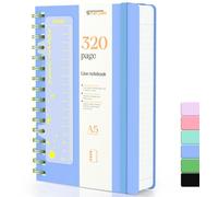 Smarpau Spiral - Taccuino formato A5, con copertina rigida in PVC, 320 pagine e carta premium da 100 g/mq, il blocco note è adatto per scrivere e annotare, 14,5 x 21 cm, colore: acquamarina