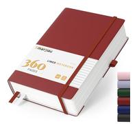 Smarpau Taccuino A5, copertina rigida, con copertina rigida, 360 pagine, 100 g/m², resistente agli inchiostro, in pelle, per donne, uomini, lavoro, ufficio, scuola, 14,5 x 21 cm, rosso scuro