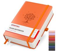 Smarpau Taccuino formato A5, a righe, 320 pagine, con note adesive, carta spessa 100 g/mq, per scrivere, taccuino rigido, per scuola, ufficio, 14,5 x 21 cm, arancione
