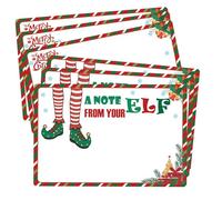 SMARSTICKER Biglietti natalizi con elfi magici, 50 pezzi, lettere con elfi magici, una nota dalle gambe dei tuoi elfi, lettera per studenti durante le vacanze invernali, rapporti di sorveglianza