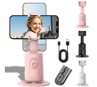 Smart AI Facial Recognition Phone Tripod, Auto Face Tracking & 360° Rotating Tripods Selfie Stick, Smart Tracking Gimbal Tripod with Remote for Video Recording Vlogging Selfie (Pink)