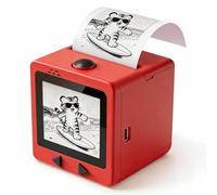 Smart AI Voice Sticker Printer - Mini etichettatrice termica senza inchiostro con display, portatile per casa, ufficio, studio e progetti fai da te (rosso)